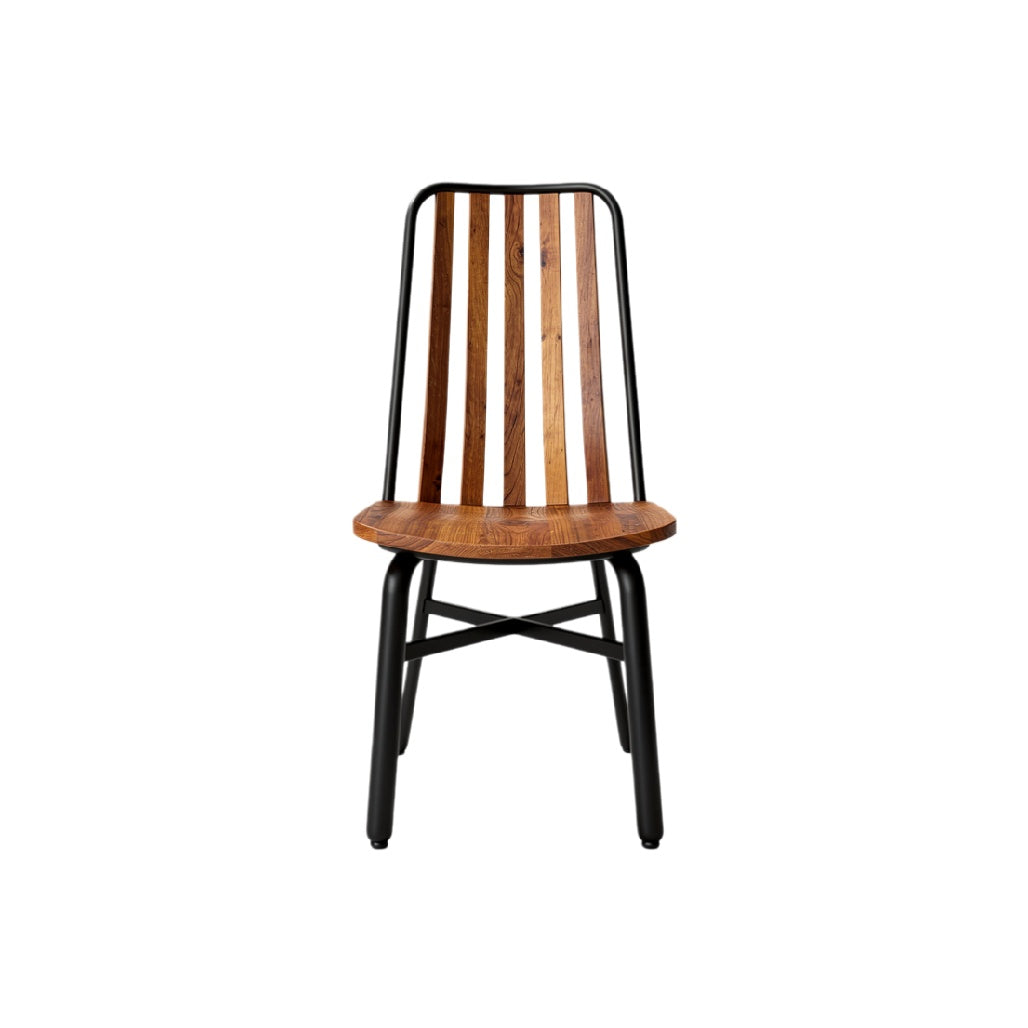 Modern Wooden and Metal Chair Design with Vertical Slats