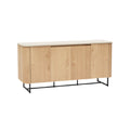 Modern Wooden Sideboard with Ribbed Design and Metal Frame